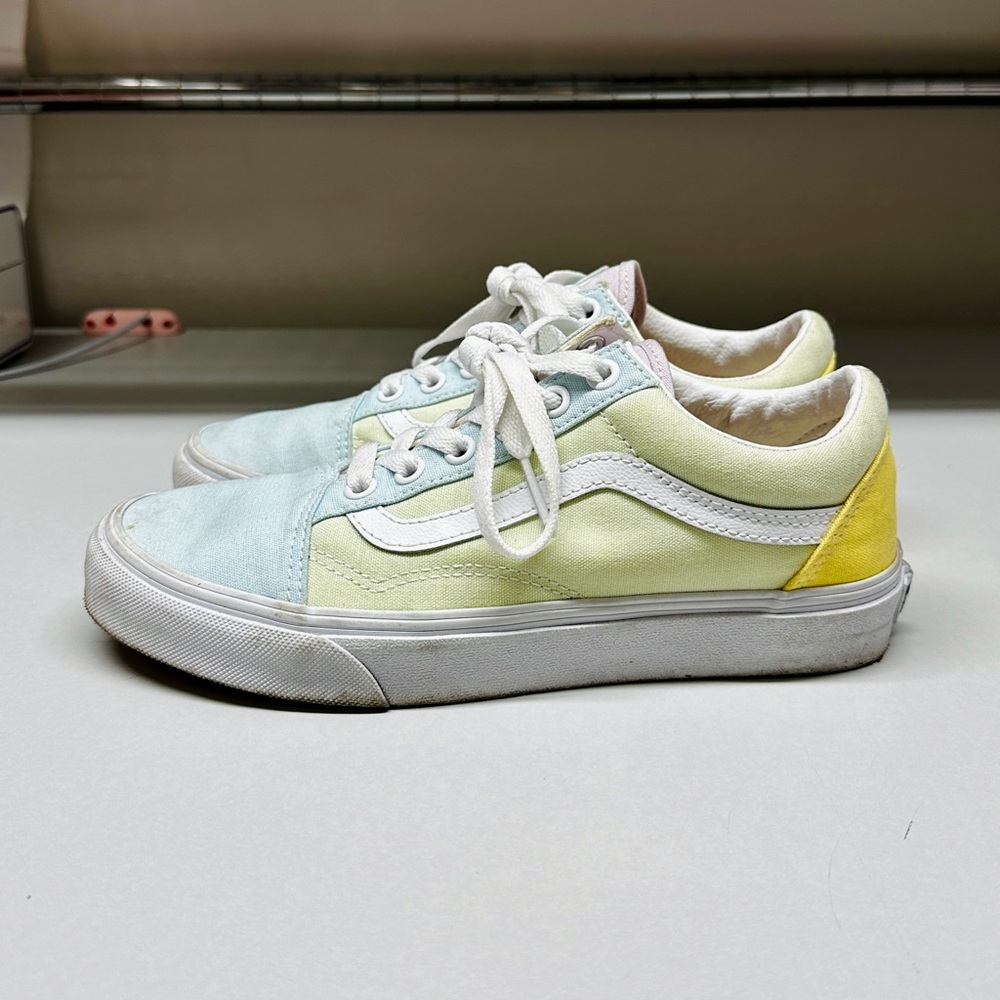 Vans Old Skool Womens Pastel Color Block Blue/Green/Yellow 7